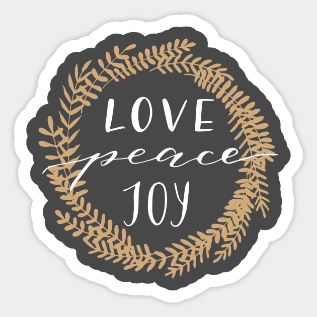 Love Peace Joy Christmas Wreath Design Sticker by BeLightDesigns